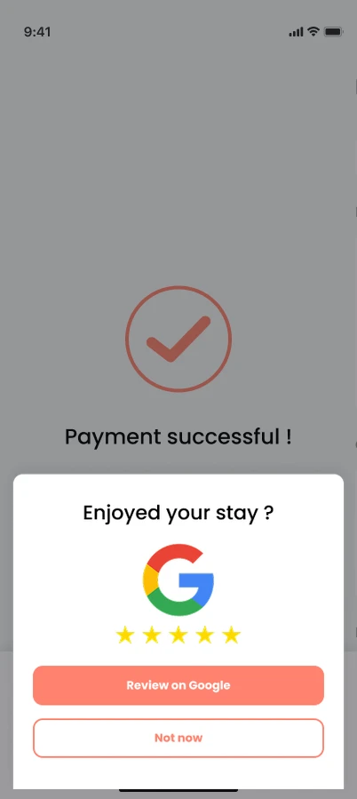 Google review invitation after check-out