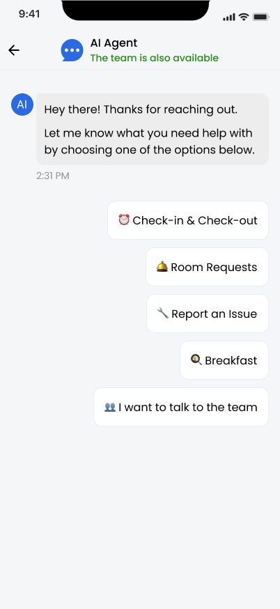 Chat with reception